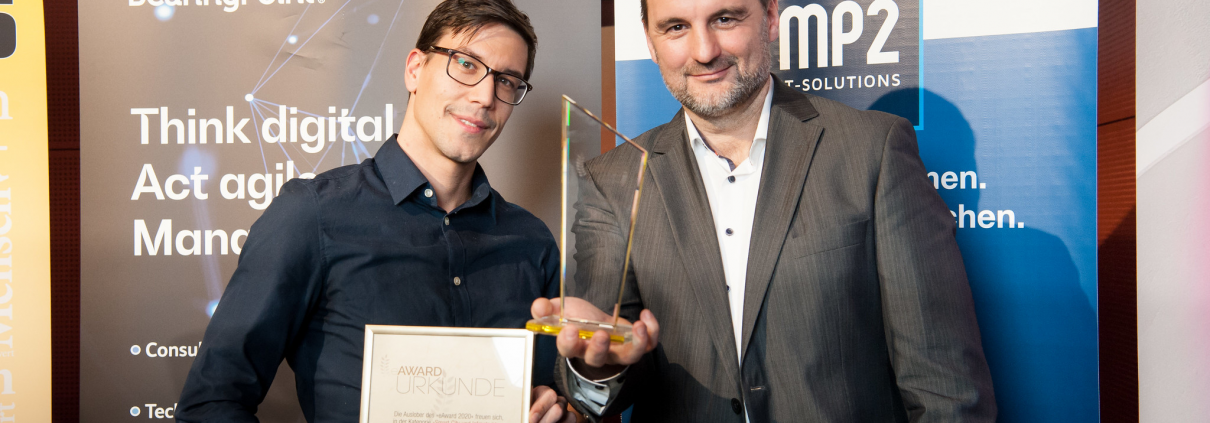 Die Wien Kanal Preisträger: Ing. Josef Gottschall (re.), Matthäus Milkovits, BSc.