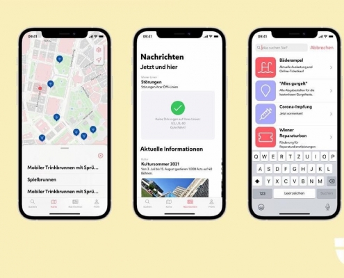 Screenshots der Stadt Wien-App 3 Ansichten