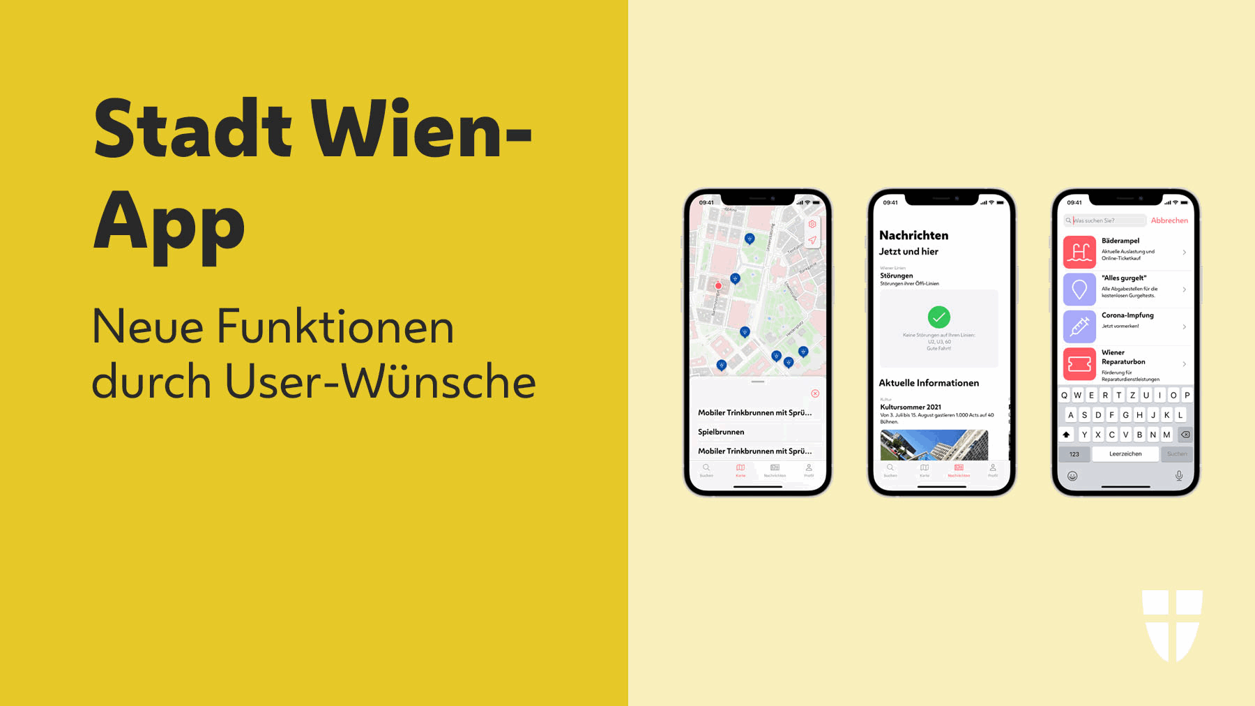 Screenshots der Stadt Wien-App 3 Ansichten