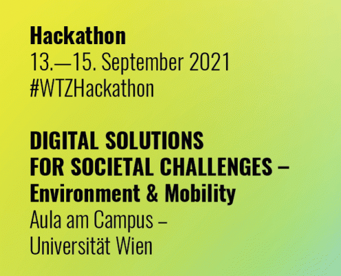 Sujet der Veranstaltung mit Aufschrift "Hackathon - 13. bis 15. September 2021"