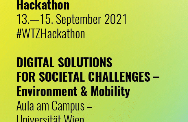 Sujet der Veranstaltung mit Aufschrift "Hackathon - 13. bis 15. September 2021"