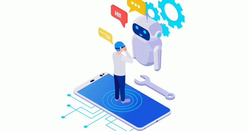 Visualisierung eines Menschen, der sich mit modernen Technologien beschäftigt