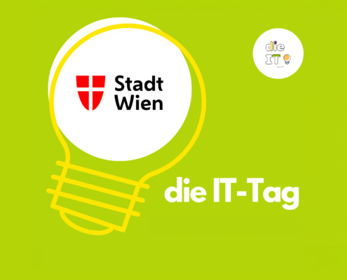 Logo, Glühbirne mit Schriftzug "die IT-Tag - Stadt Wien"