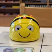 "Bee-Bot", kleiner gelber Roboter mit freundlichem Gesicht und schwarzen Streifen