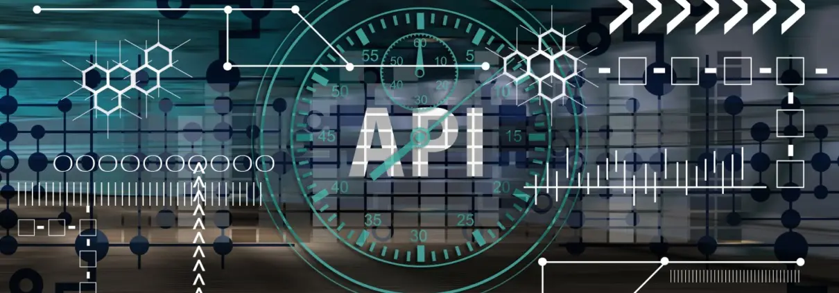 Grafik, Symbole, Schriftzug API in der Mitte