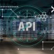 Grafik, Symbole, Schriftzug API in der Mitte