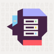 Illustration zum Thema KI - ein stilisierter Kopf mit Server in bunten Farben.